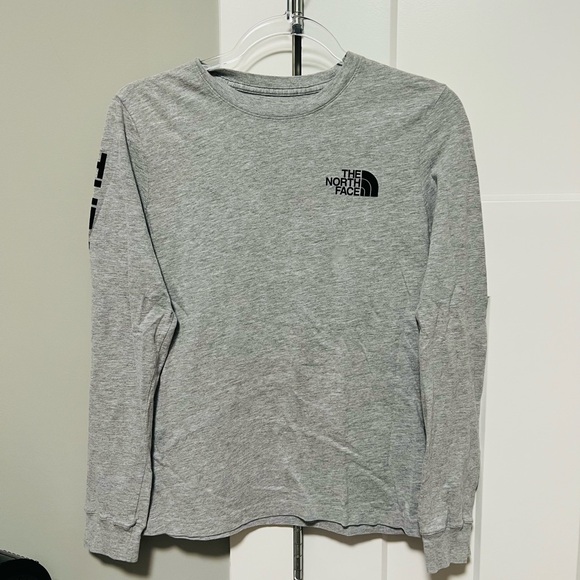 The North Face Tops - The North Face Light Gray Logo Crewneck